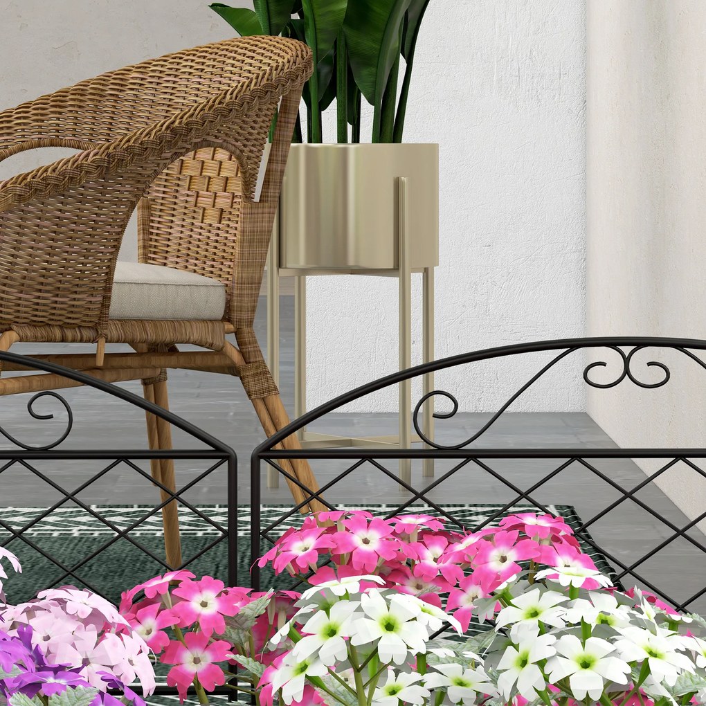 Outsunny Lot de 5 panouri de gard de grădină decorative din metal, bordură de grădină, pat de flori - dim. 305 x 43 cm | Aosom Romania