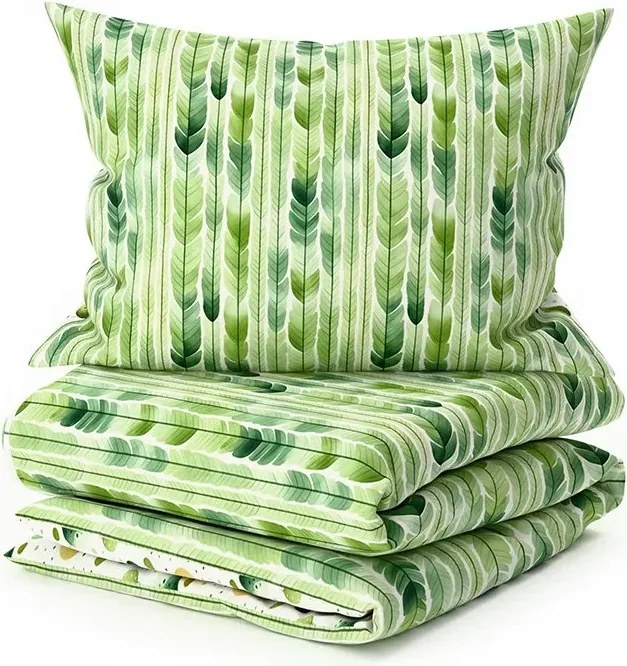 Set lenjerie de pat din polibumbac GREEN TREES POLY verde + fata de perna 50 x 70 cm GRATUIT