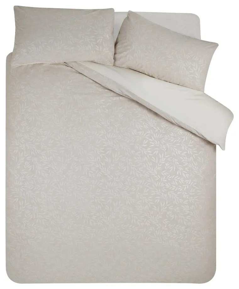 Lenjerie de pat grej din jacquard pentru pat dublu, extinsă 230x220 cm Corded Leaves – Catherine Lansfield
