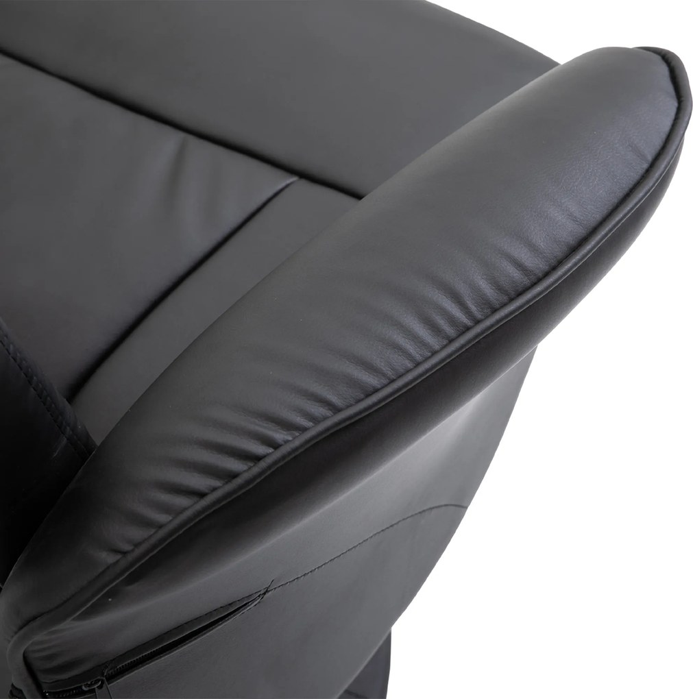 HOMCOM Fotoliu Relax Rotativ 360° din Metal și Piele Sintetică, cu Suport pentru Picioare, Spătar Reglabil, Negru | Aosom Romania