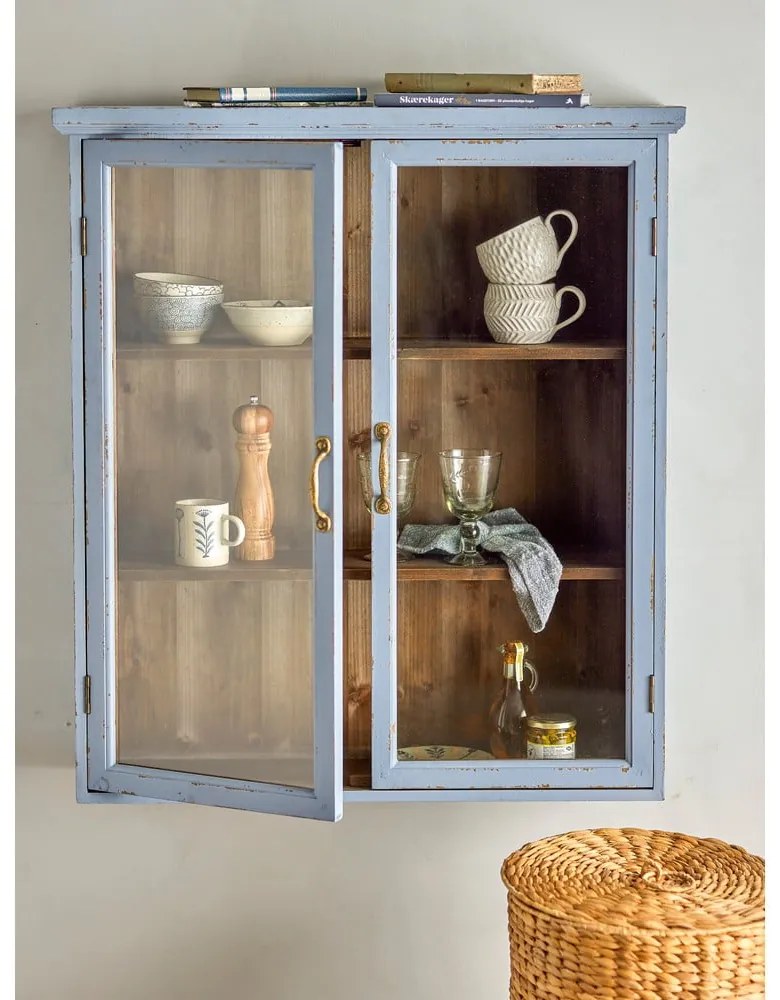 Vitrină albastră din lemn de brad suspendată 81x91 cm Hazem – Bloomingville