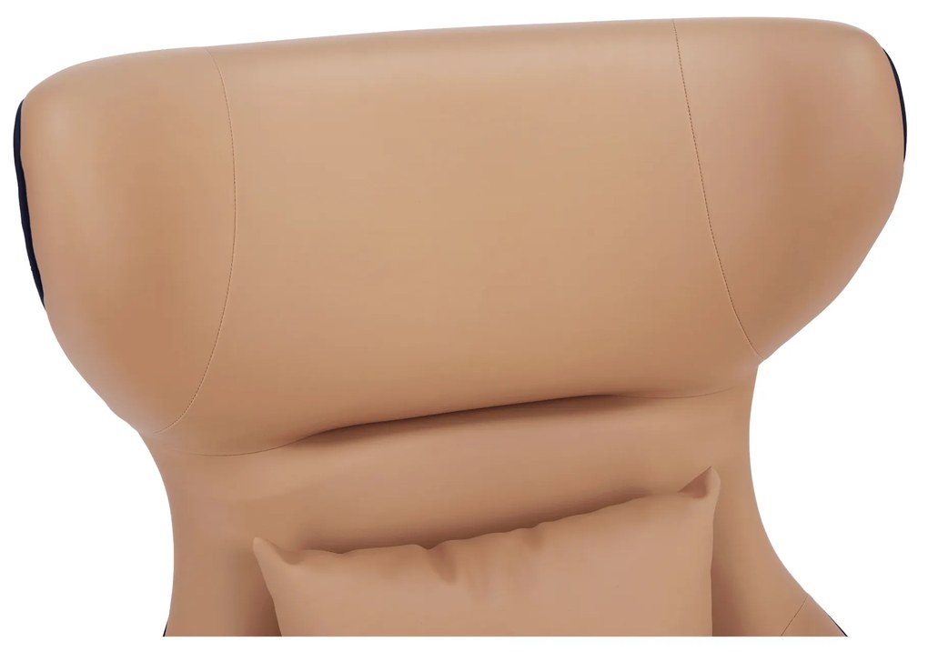 Fotoliu de lux de design, piele ecologică camel / neagră, ARTES