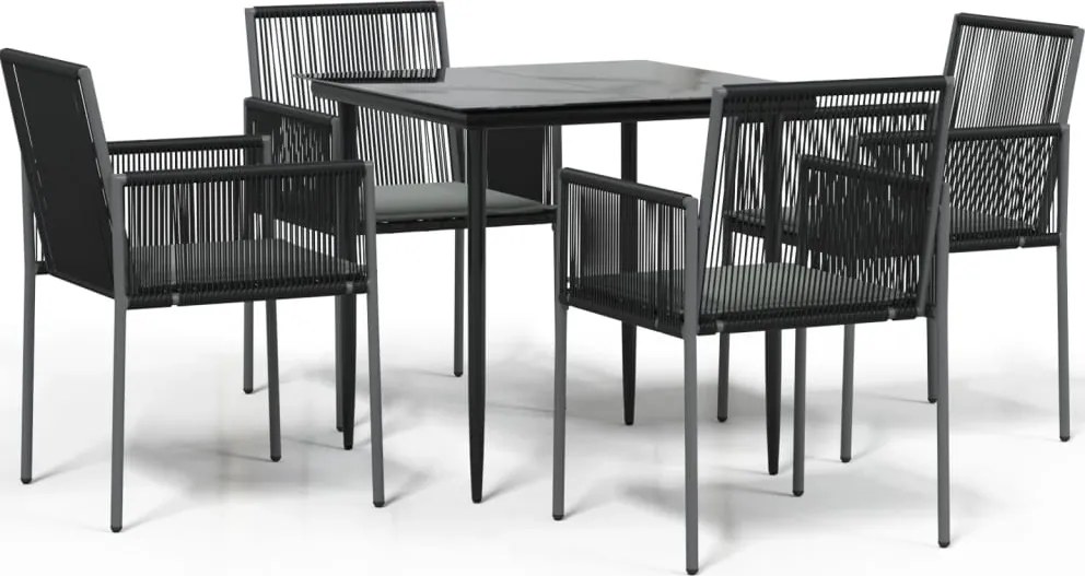 vidaXL Set mobilier grădină cu perne, 5 piese, negru, poliratan & oțel