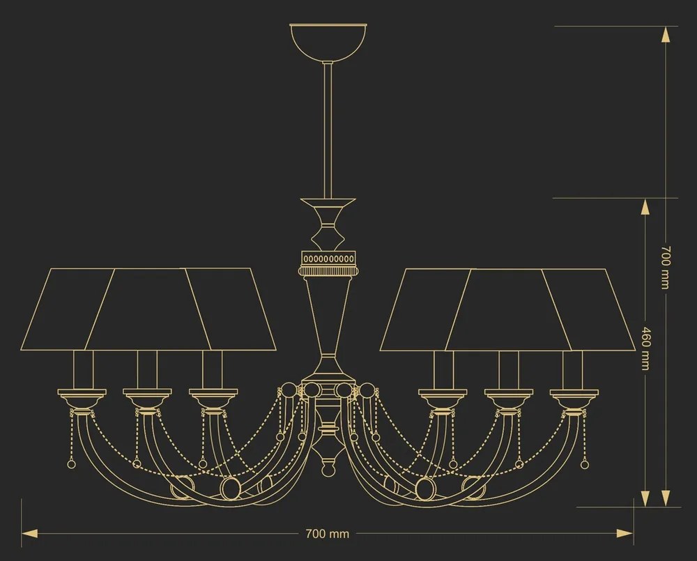 Candelabru 6 brate design clasic realizat manual Dorato
