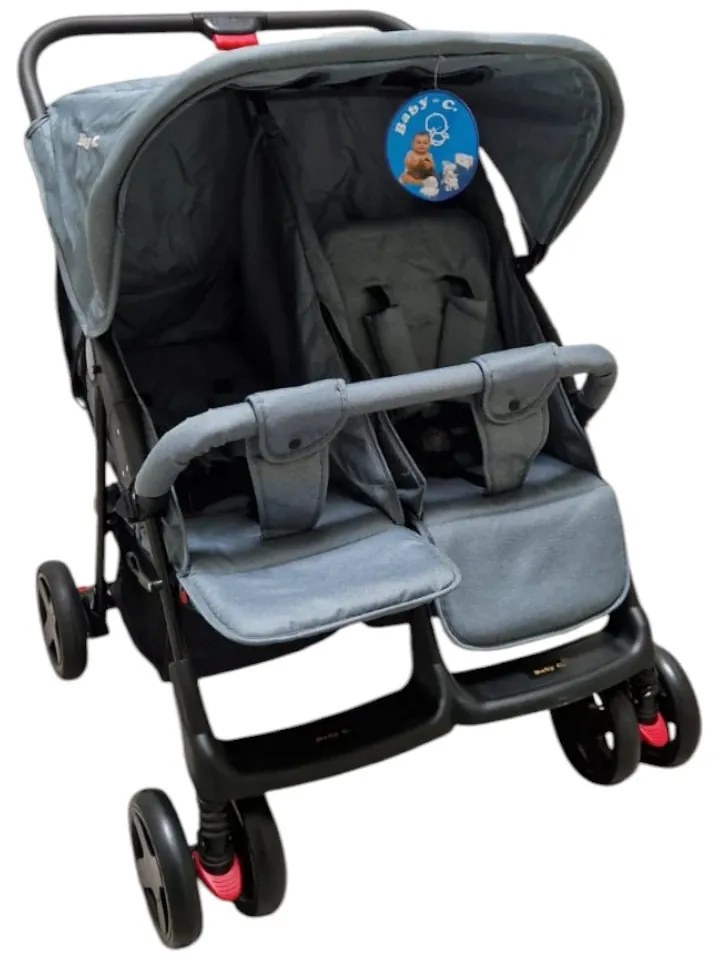 Carucior nou nascuti 2 in 1 pentru gemeni BABY CARE™ PRO P700, Cadru aluminiu, Spatar reglabil in 5 trepte, Amortizoare, Frana picior, Pliabil, Verde