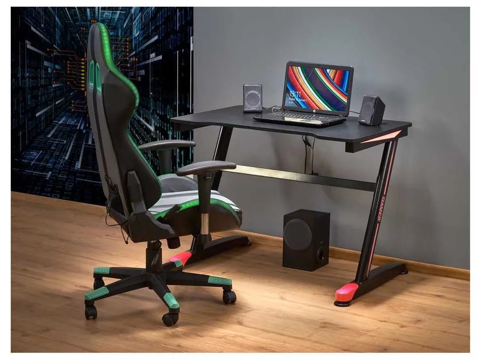 Masă PC Wyll, negru / roșu