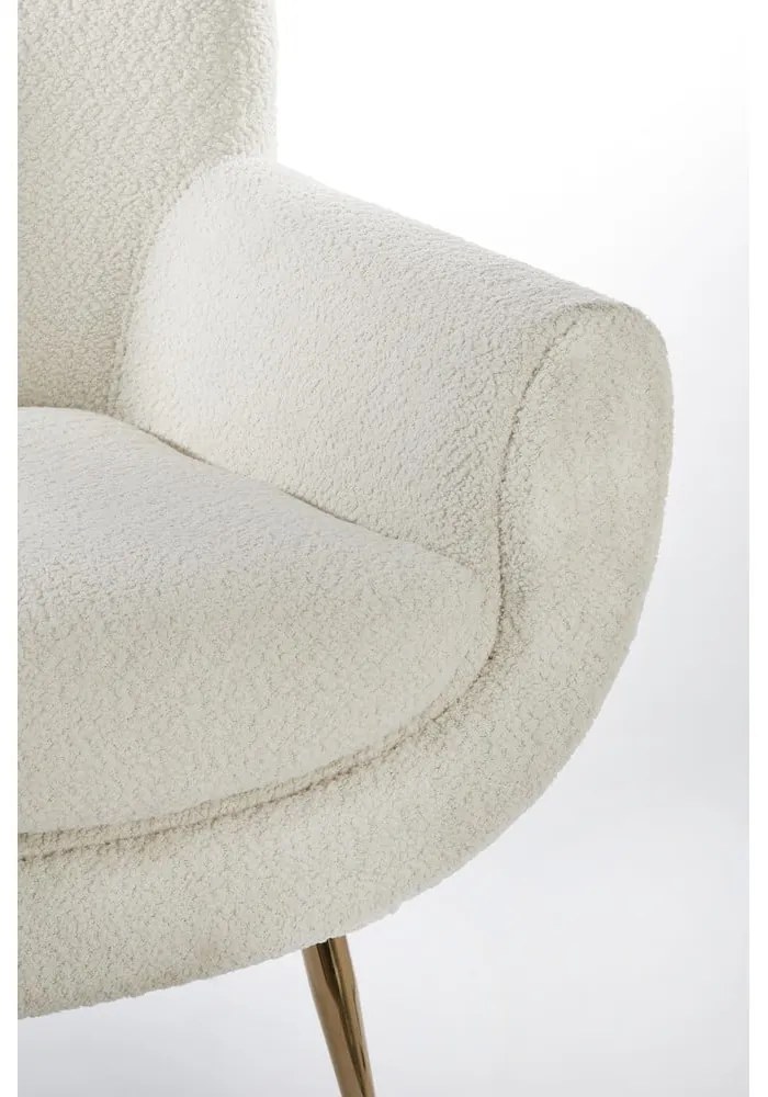 Fotoliu crem cu tapițerie din țesătură bouclé Vinstra – Light &amp; Living