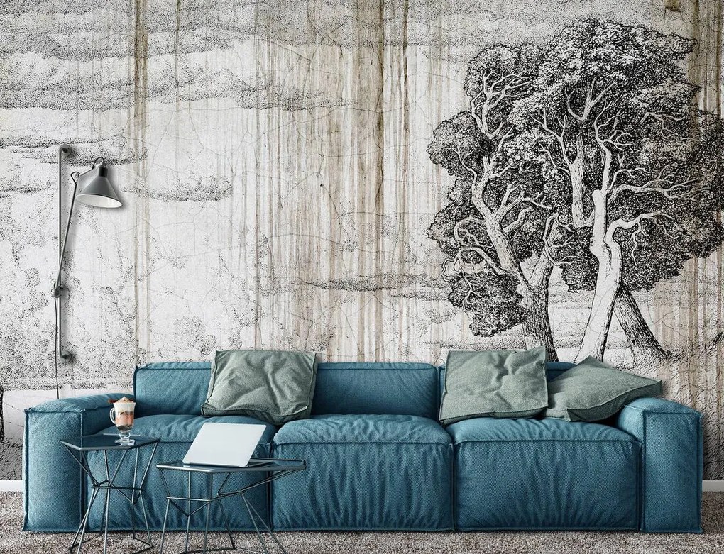 Fototapet - Copac - hârtie veche (152,5x104 cm)