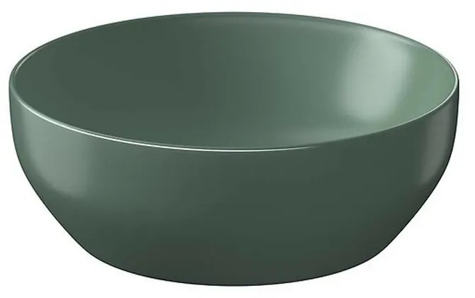 Lavoar pe blat rotund verde mat Cersanit Larga Rocklite 40 cm