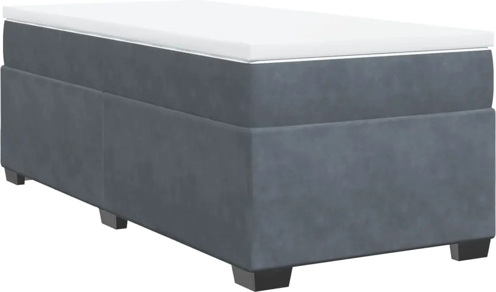 vidaXL Pat box spring cu saltea, gri închis, 80x200 cm, catifea