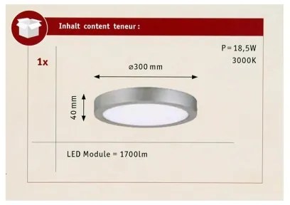 Paulmann 70655 - LED/17W Plafonieră LUNAR 230V
