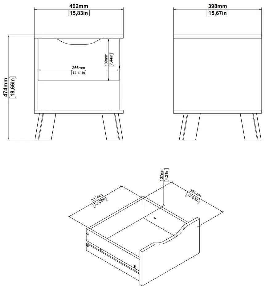 Noptieră albă-în culoare naturală Ikast – Tvilum
