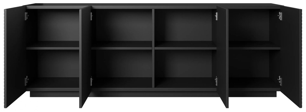 Comodă patru uși Asha 200 cm - negru mat
