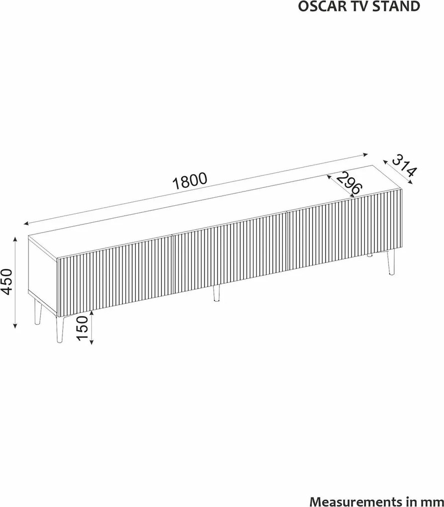 Comoda TV, Hanah Home, Oscar, 180x45x31.4 cm, Alb