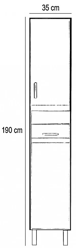 Dulap înalt Nerva 35 cu 2 uși, 2 sertare, ulm rauna