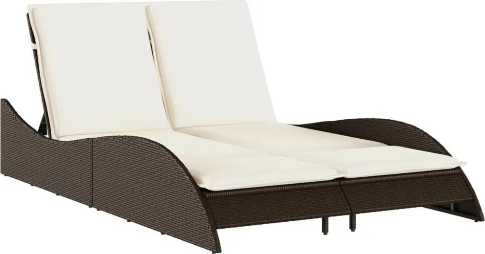 vidaXL Șezlong cu perne, maro, 114x205x73 cm, poliratan
