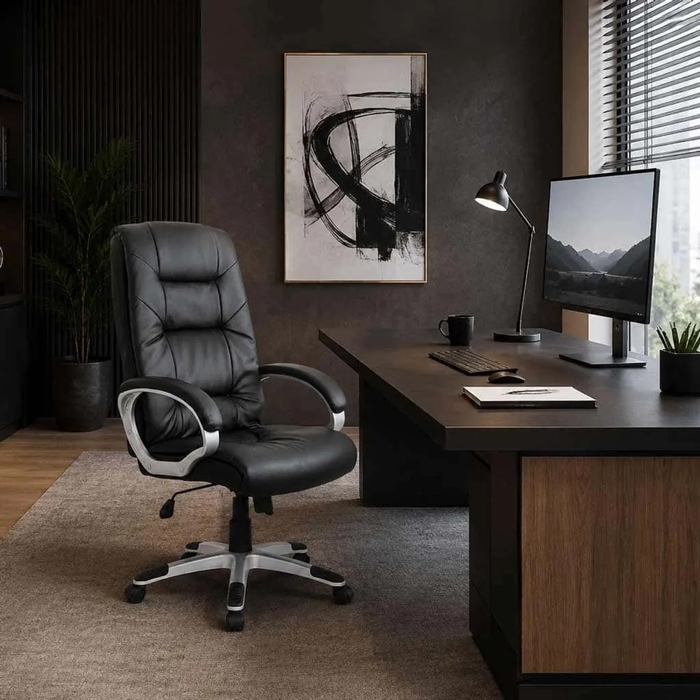 Scaun directorial piele ecologica OFF 315 negru