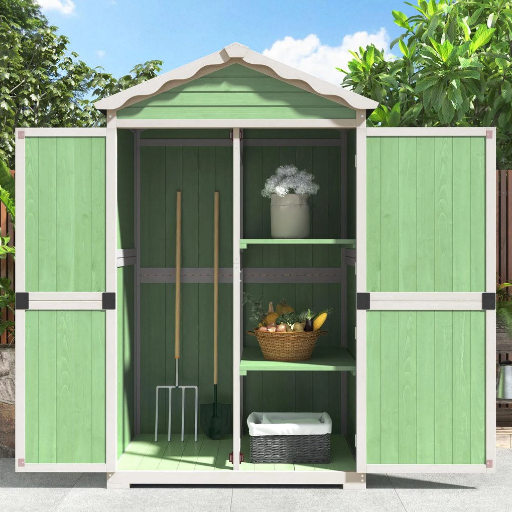 Depozit exterior pentru mobilier de grădină din lemn, design rezistent la intemperii cu întărituri stabile în formă de X, 93x45x179 cm, Verde
