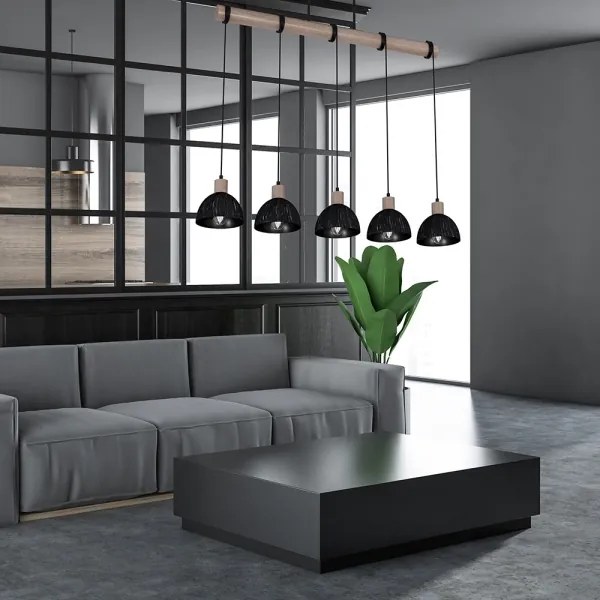 Lustră pe cablu ERIK 5xE27/60W/230V maro/negru