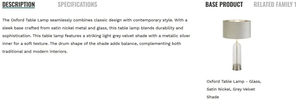 Veioza/Lampa de masa design decorativ Oxford nickel/gri