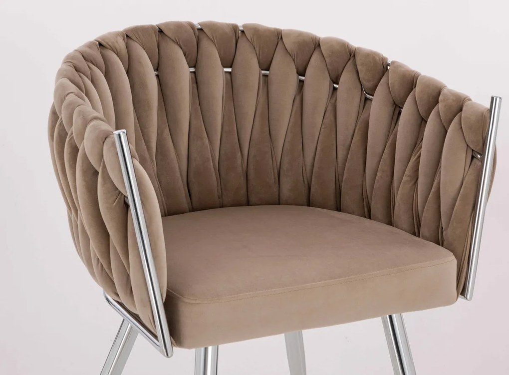 HR750 Scaun cu picioare Cromata Latte din Catifea