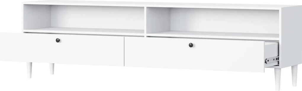 Dulap TV cu raft si dulapuri DULLUM 200x58cm, alb