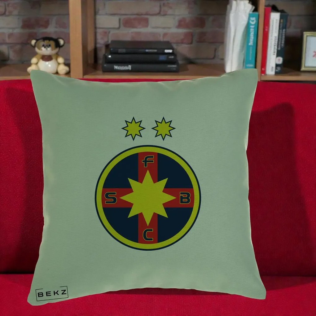 Perna Personalizata FCSB Fotbal Club Steaua Bucuresti, 40x40 cm, Verde, Husa Detasabila, Perna Inclusa, BEKZ®