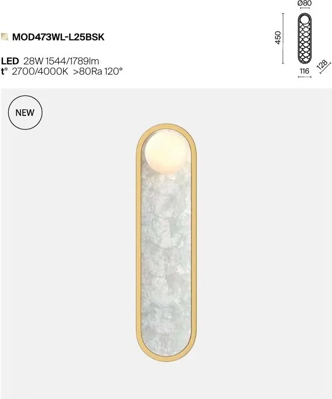 Aplica LED mozaic din sidef natural Capiz Perlamour