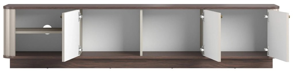 Comodă TV pe soclu Vesper 3D 187 cm - cașmir / nuc / mânere aurii