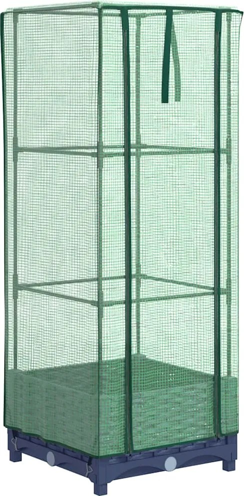 vidaXL Strat înălțat cu husă de seră, aspect ratan, 40x40x123 cm
