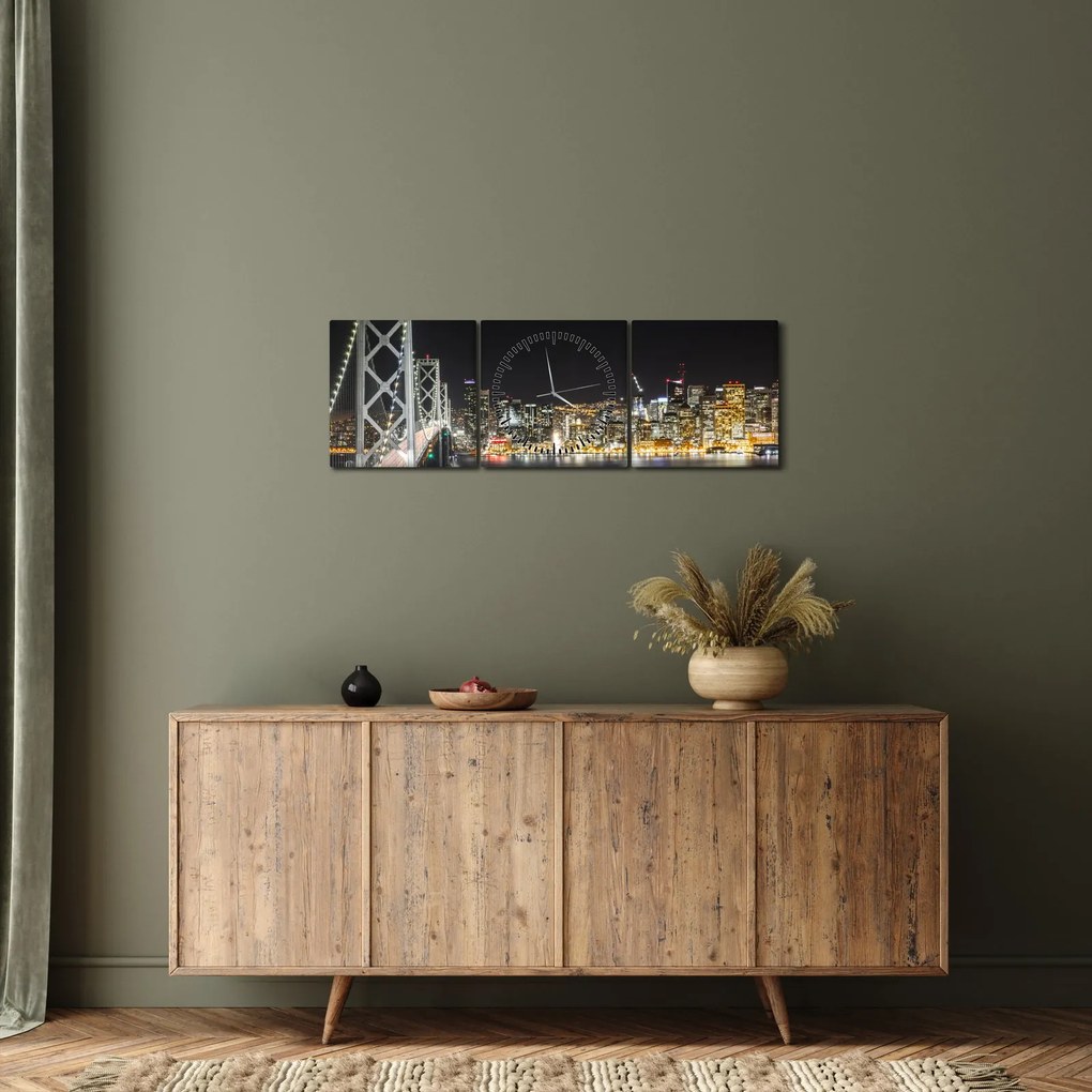 Tablou cu podul Brooklin și New York (cu ceas) (90x30 cm)
