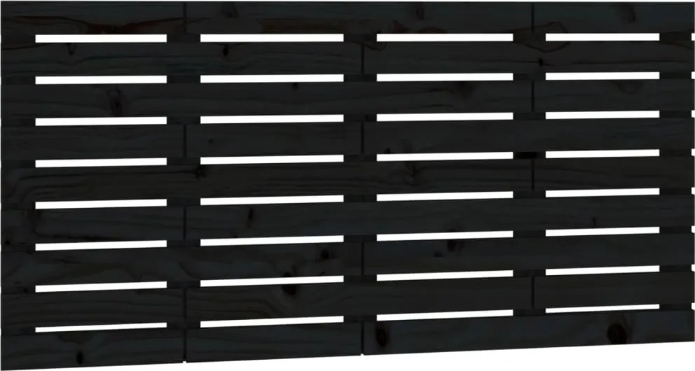 vidaXL Tăblie de pat pentru perete, negru, 156x3x63 cm, lemn masiv pin