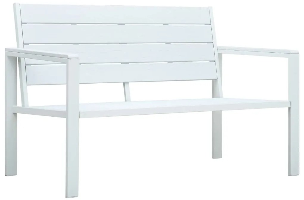vidaXL Bancă de grădină, alb, 120 cm, aspect de lemn, HDPE