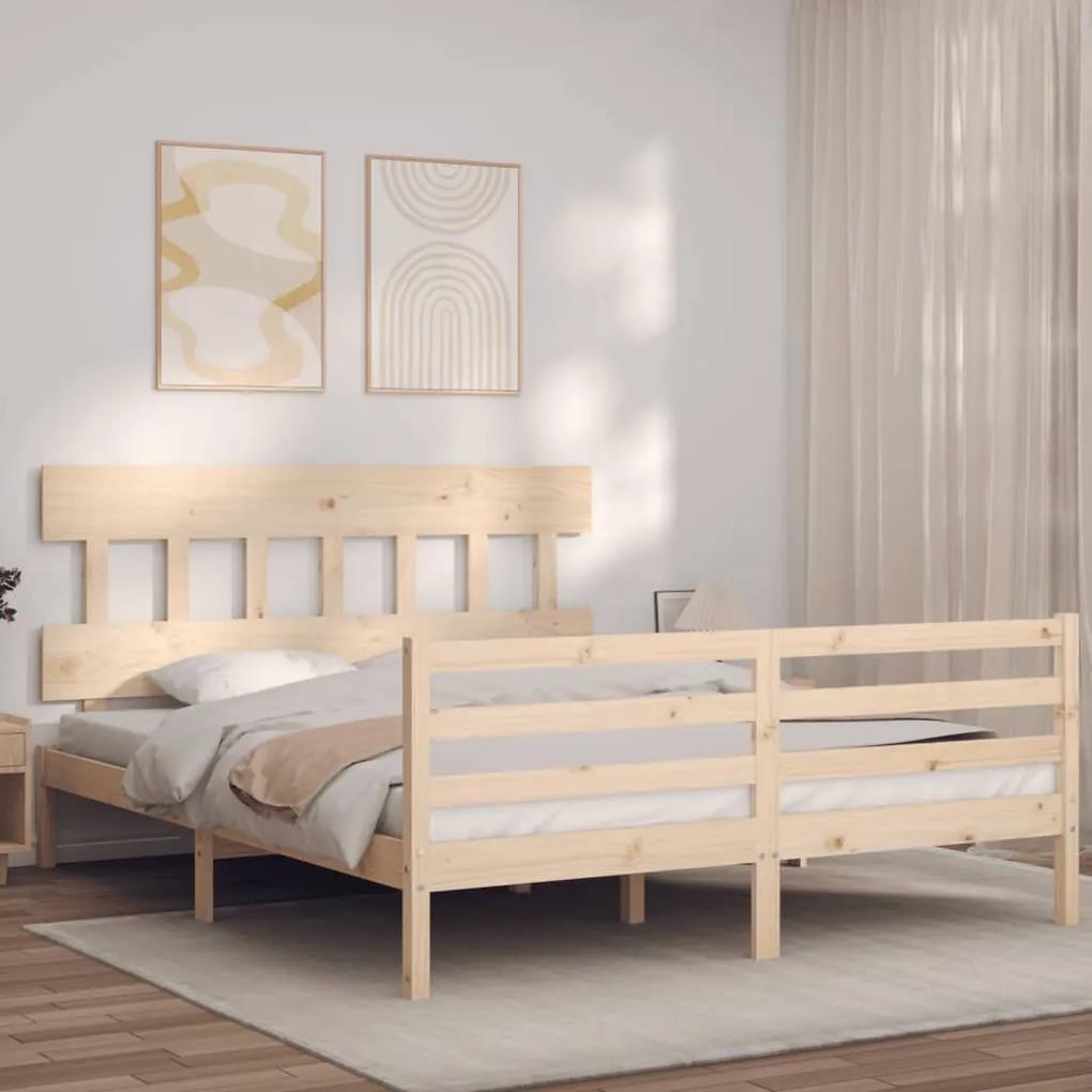 3195166 vidaXL Cadru de pat cu tăblie, 160x200 cm, lemn masiv