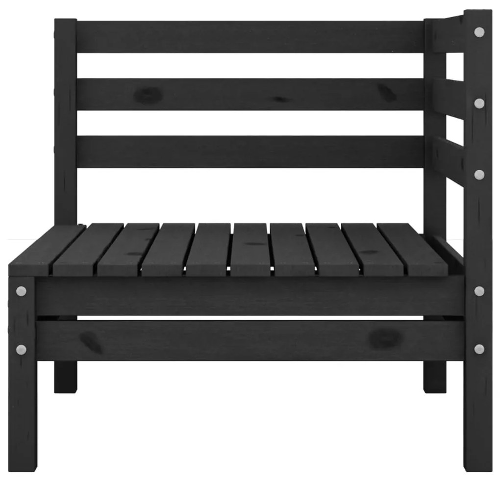 Set mobilier de gradina, 9 piese, negru, lemn masiv de pin Negru, 1