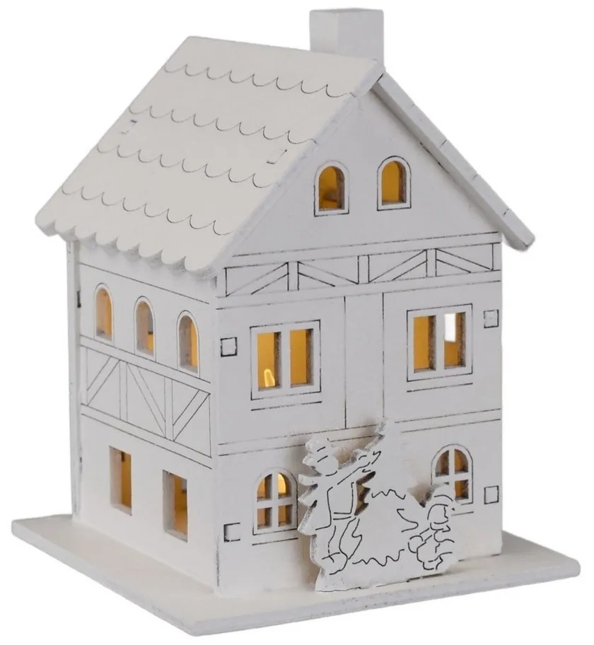 Decorațiuni luminoase de Crăciun Casă din lemn, 8x 10 x 8 cm, LED