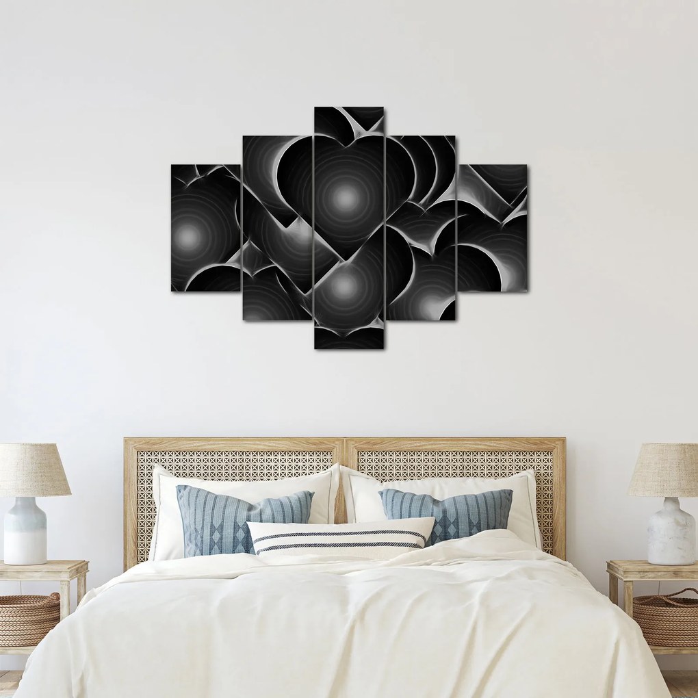 Tablou cu inimile alb - negre (150x105 cm)
