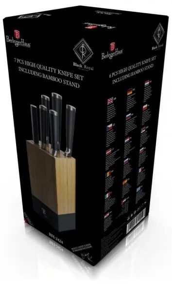 Set cutite 7 piese cu suport bambus Black Royal Berlinger Haus BH 2424