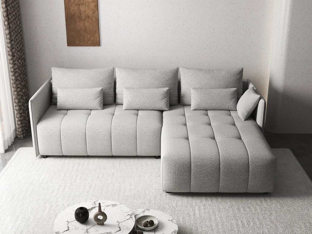 Colțar extensibil dumonde cu ladă de depozitare si sezut confortabil din spuma high-density, Malta Euphoria Dove 235x185 cm