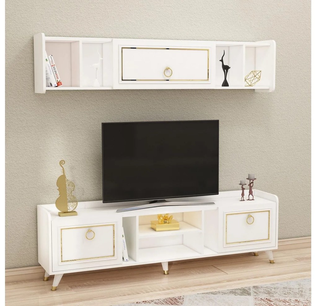 Mobilier living Naleta 2 (alb + auriu) . 1095674