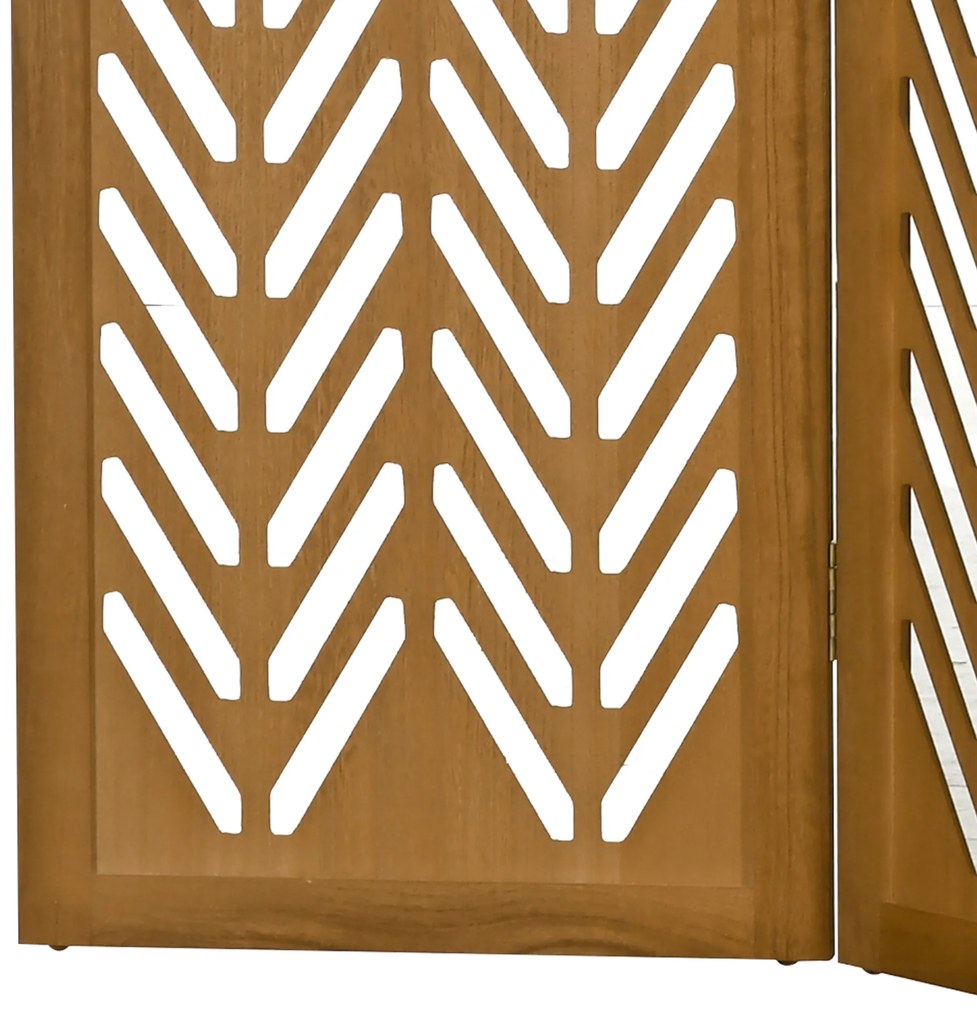 HOMCOM Paravent din lemn cu modele perforate, divizor de cameră interior pliabil cu 3 panouri din lemn 120 x 170 cm natural | Aosom Romania
