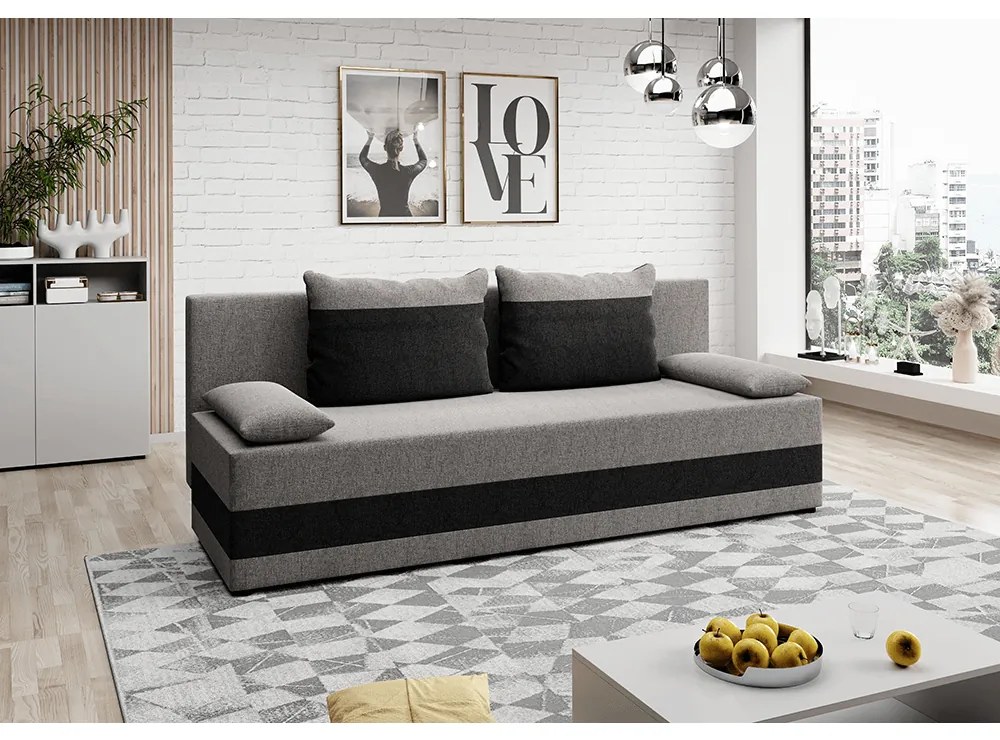 Canapea extensibilă, gri / gri închis, PREMIUM