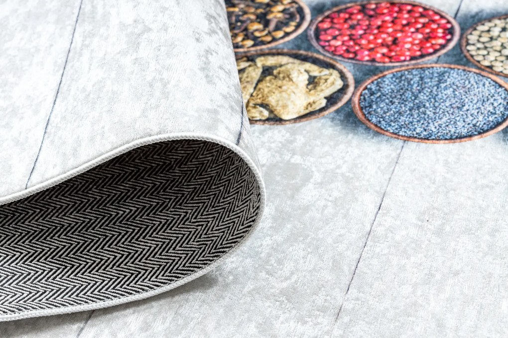 ANDRE 33200 covor lavabil Condimente, bucatarie, anti-alunecare - argint / bej