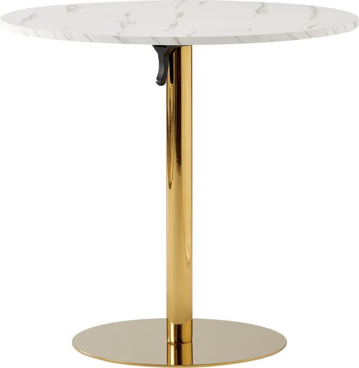 Masă dining, marmură deschisă / crom gold - auriu, diametru 80 cm, LAMONT