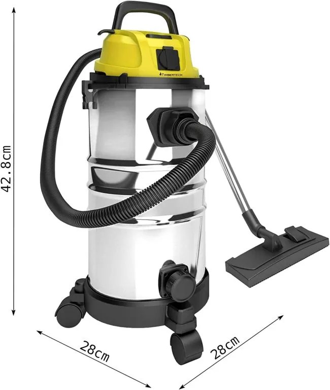 TIMBERTECH Aspirator industrial 1300 W, 30 litri, galben
