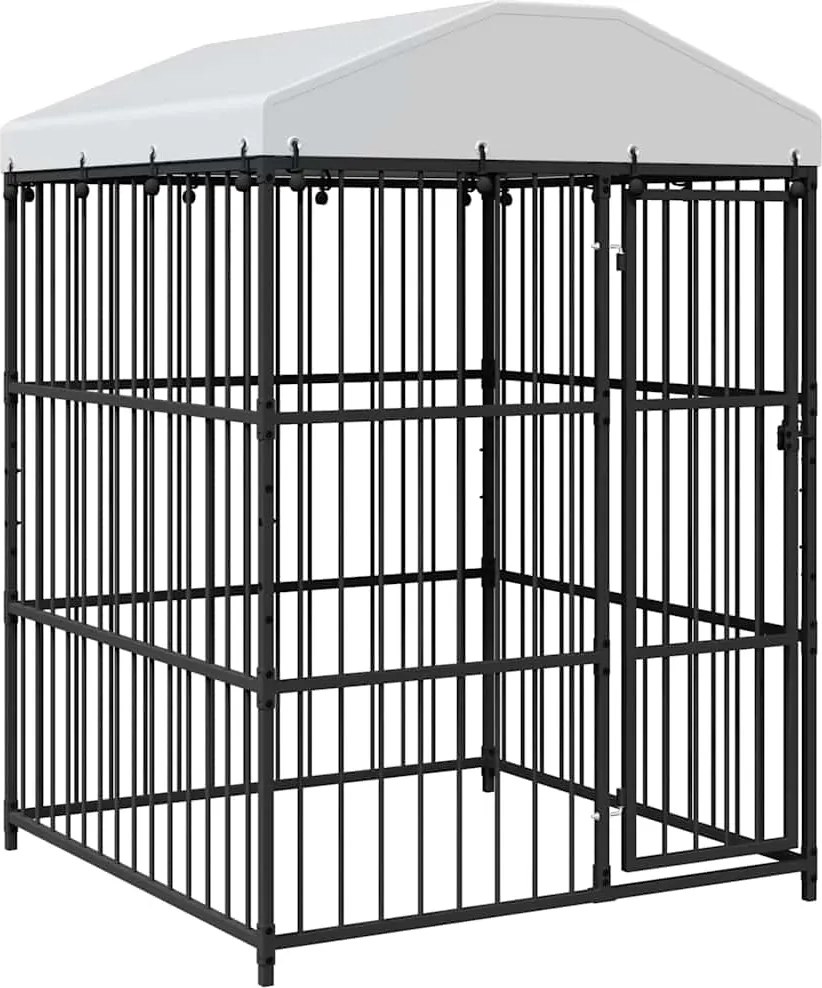 vidaXL Padoc pentru câini de exterior, cu acoperiș, 150 x 150 x 210 cm