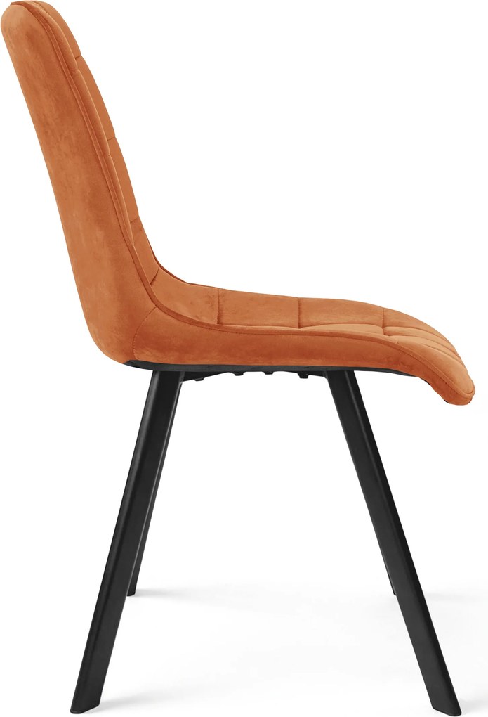 Scaun de sufragerie CIEZA VELVET cu picioare negre, teracota