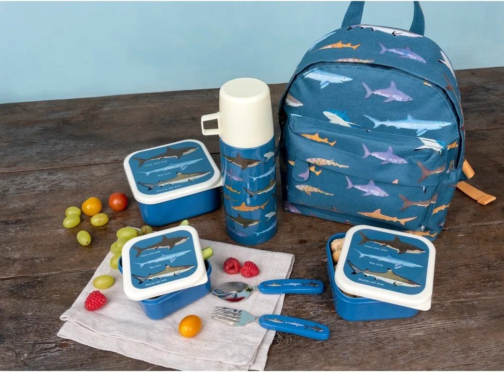 Cutii de gustări pentru copii albastru-închis 3 buc. Sharks – Rex London