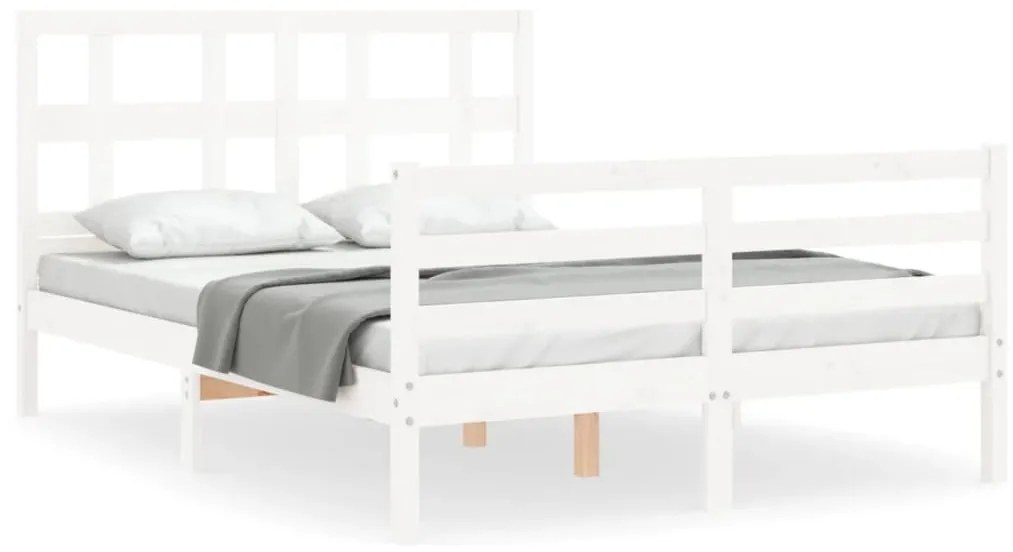3194802 vidaXL Cadru de pat cu tăblie dublu mic, lemn masiv