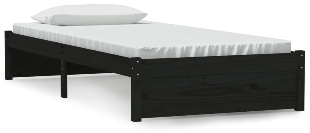 814938 vidaXL Cadru de pat, negru, 90x200 cm, lemn masiv